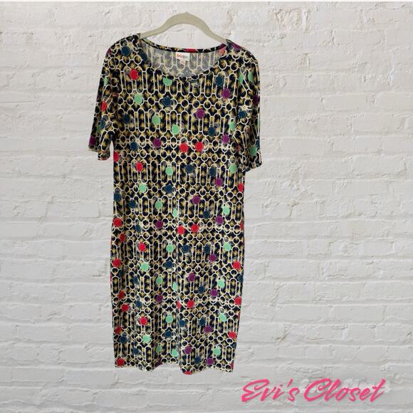 LulaRoe Julia Bodycon Colorful Floral NWOT Pullover Dress Sz Large - Picture 1 of 6